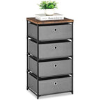 Commode de rangement à 4 tiroirs en tissu — Gris / Beige / Noir / Gris / Blanc cassé, une seule unité