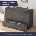 Lit escamotable Armoire-lit Murphy gris foncé / blanc / cerisier avec matelas, tiroir de rangement et station de recharge – Grand lit, 1 personne