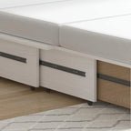 Lit escamotable Armoire-lit Murphy gris foncé / blanc / cerisier avec matelas, tiroir de rangement et station de recharge – Grand lit, 1 personne