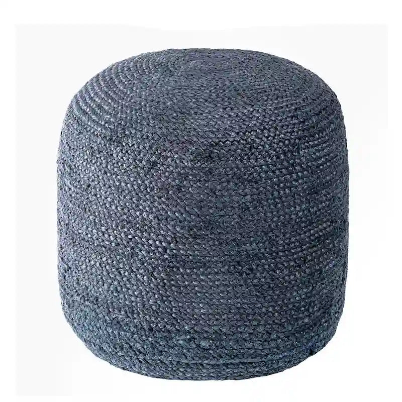 Pouf Ottoman en Jute Tressé – Bleu / Vert – Une Place