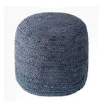 Pouf Ottoman en Jute Tressé – Bleu / Vert – Une Place