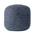 Pouf Ottoman en Jute Tressé – Bleu / Vert – Une Place
