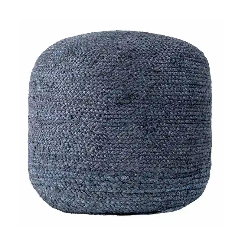 Pouf Ottoman en Jute Tressé – Bleu / Vert – Une Place