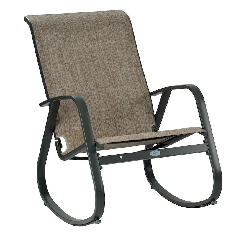 Fauteuil à bascule d'extérieur Sling, Bleu / Beige / Gris, Individuel