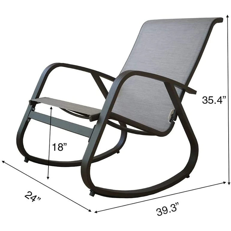 Fauteuil à bascule d'extérieur Sling, Bleu / Beige / Gris, Individuel