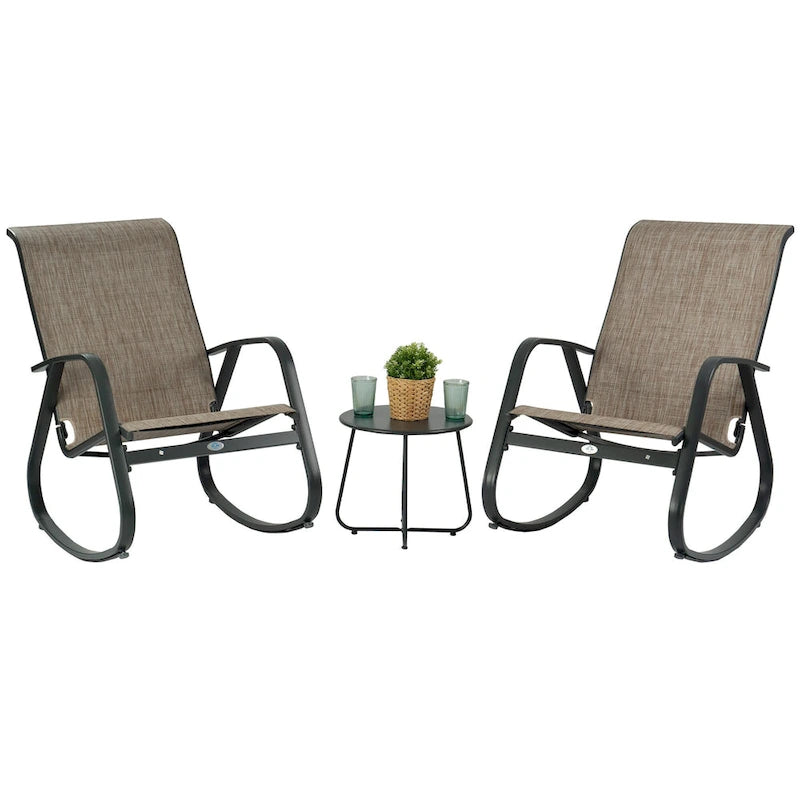 Fauteuil à bascule d'extérieur Sling, Bleu / Beige / Gris, Individuel