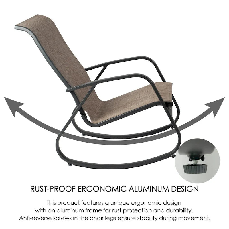 Fauteuil à bascule d'extérieur Sling, Bleu / Beige / Gris, Individuel