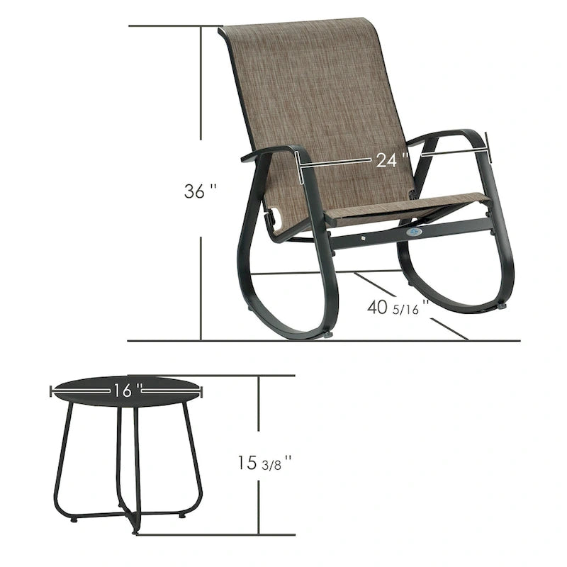 Fauteuil à bascule d'extérieur Sling, Bleu / Beige / Gris, Individuel