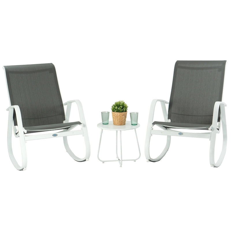 Fauteuil à bascule d'extérieur Sling, Bleu / Beige / Gris, Individuel