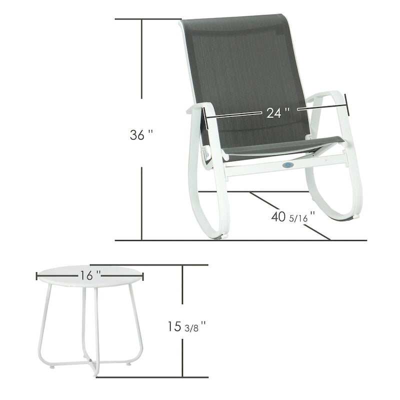 Fauteuil à bascule d'extérieur Sling, Bleu / Beige / Gris, Individuel