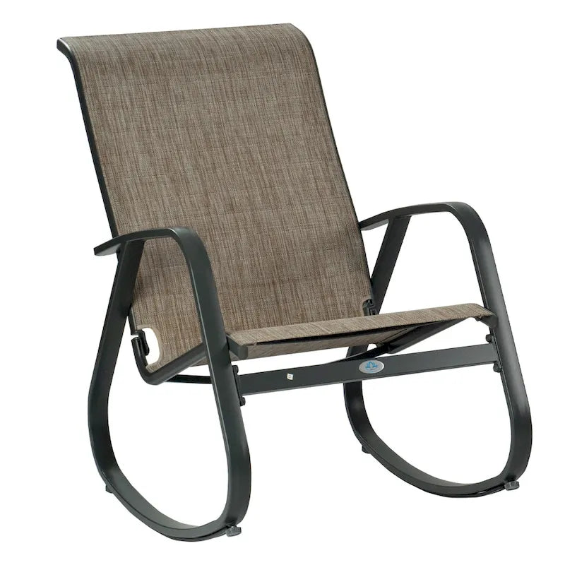 Fauteuil à bascule d'extérieur Sling, Bleu / Beige / Gris, Individuel