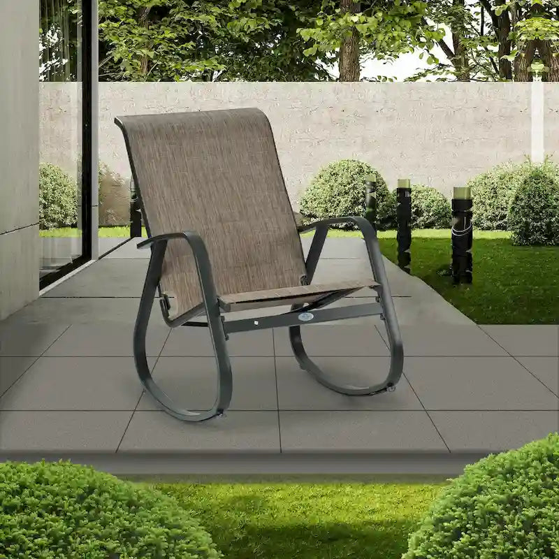 Fauteuil à bascule d'extérieur Sling, Bleu / Beige / Gris, Individuel