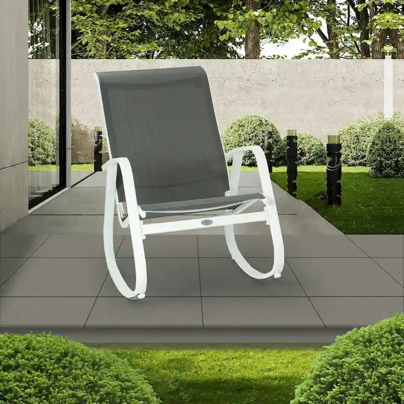 Fauteuil à bascule d'extérieur Sling, Bleu / Beige / Gris, Individuel