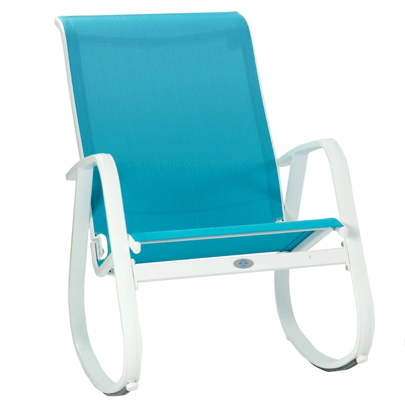 Fauteuil à bascule d'extérieur Sling, Bleu / Beige / Gris, Individuel