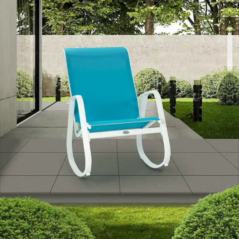 Fauteuil à bascule d'extérieur Sling, Bleu / Beige / Gris, Individuel