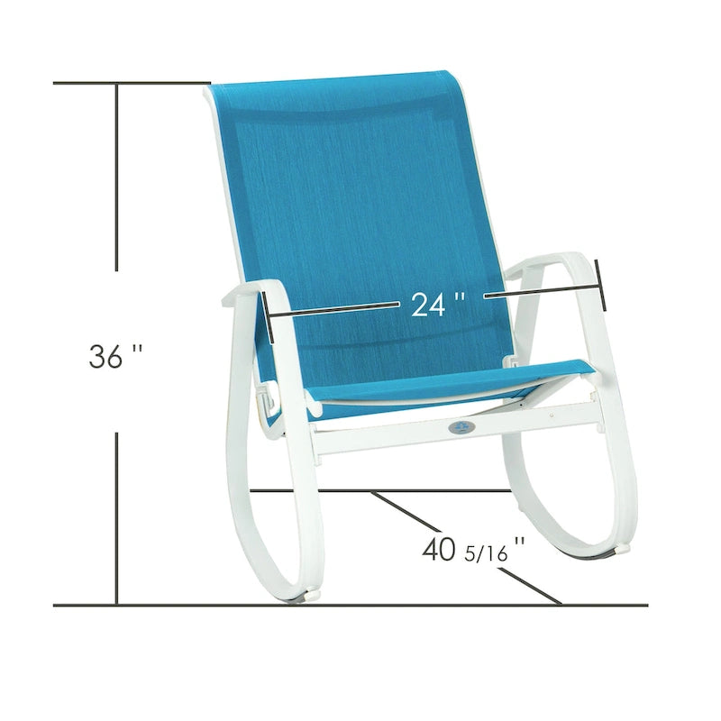 Fauteuil à bascule d'extérieur Sling, Bleu / Beige / Gris, Individuel