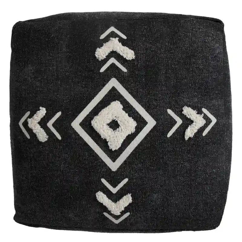 Pouf ottoman en coton noir 45 cm – Une place