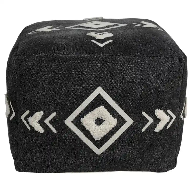 Pouf ottoman en coton noir 45 cm – Une place