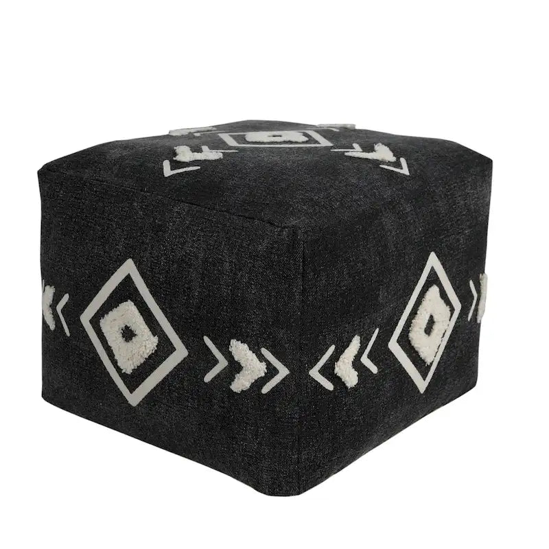 Pouf ottoman en coton noir 45 cm – Une place