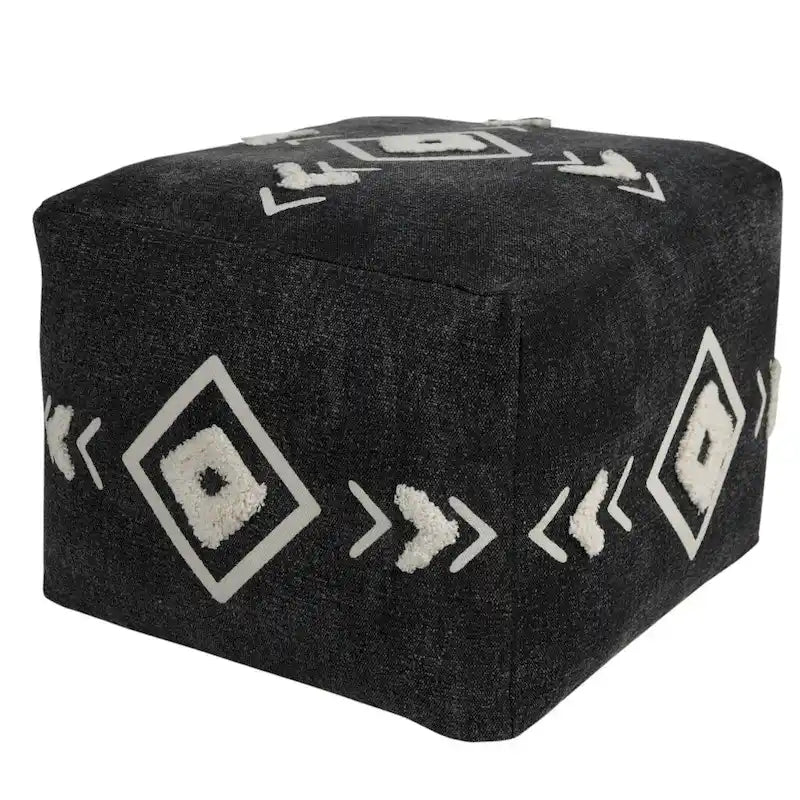Pouf ottoman en coton noir 45 cm – Une place
