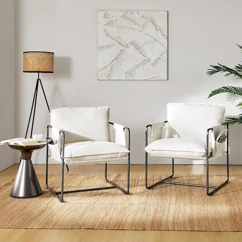 Fauteuil d'appoint moderne avec poches latérales, lot de 2 (Noir/Vert/Gris/Beige/Bleu)