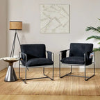 Fauteuil d'appoint moderne avec poches latérales, lot de 2 (Noir/Vert/Gris/Beige/Bleu)