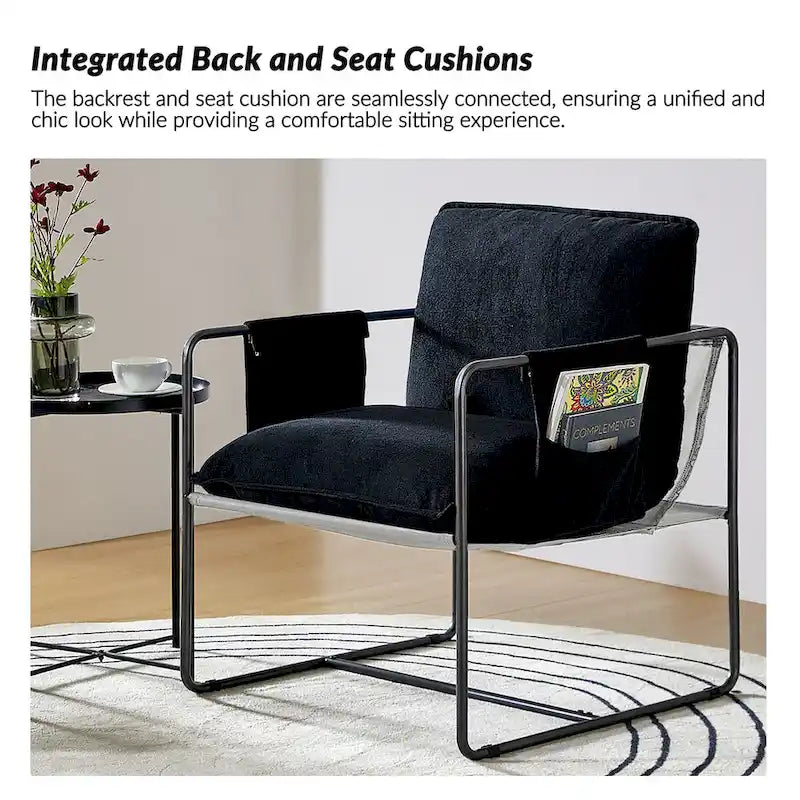 Fauteuil d'appoint moderne avec poches latérales, lot de 2 (Noir/Vert/Gris/Beige/Bleu)