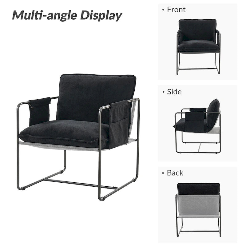 Fauteuil d'appoint moderne avec poches latérales, lot de 2 (Noir/Vert/Gris/Beige/Bleu)