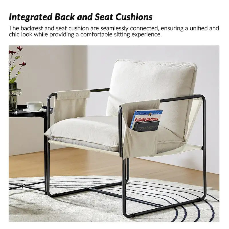 Fauteuil d'appoint moderne avec poches latérales, lot de 2 (Noir/Vert/Gris/Beige/Bleu)