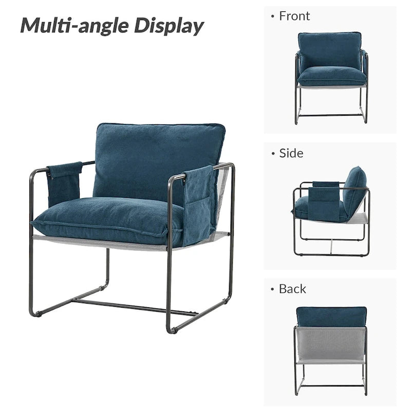 Fauteuil d'appoint moderne avec poches latérales, lot de 2 (Noir/Vert/Gris/Beige/Bleu)