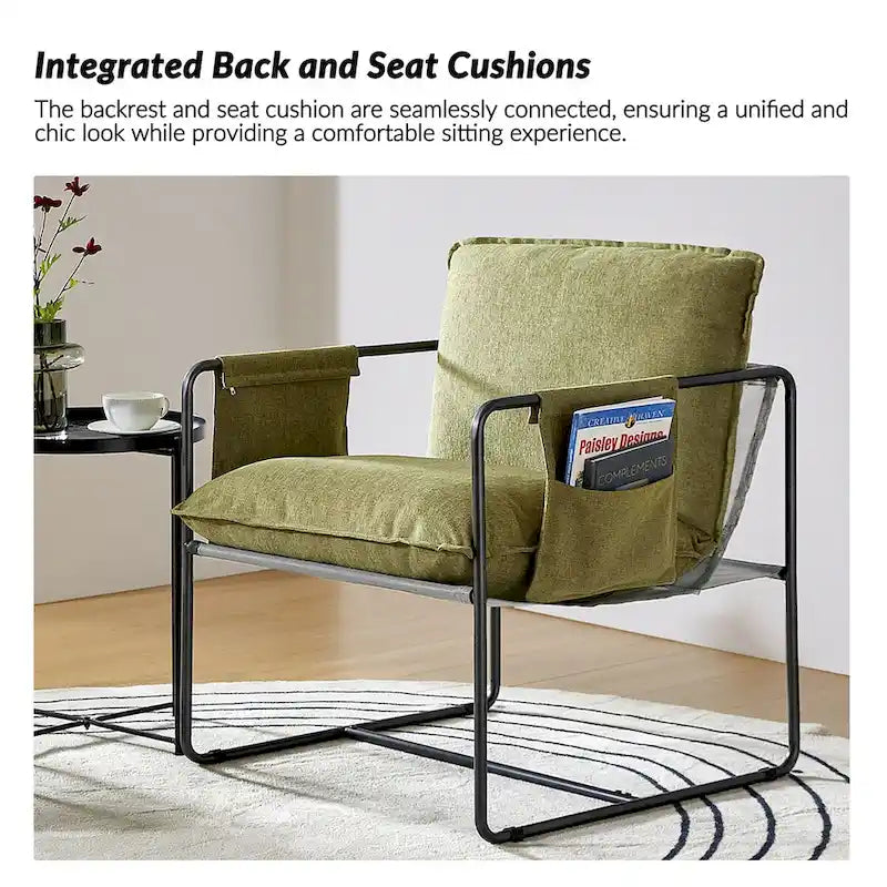 Fauteuil d'appoint moderne avec poches latérales, lot de 2 (Noir/Vert/Gris/Beige/Bleu)