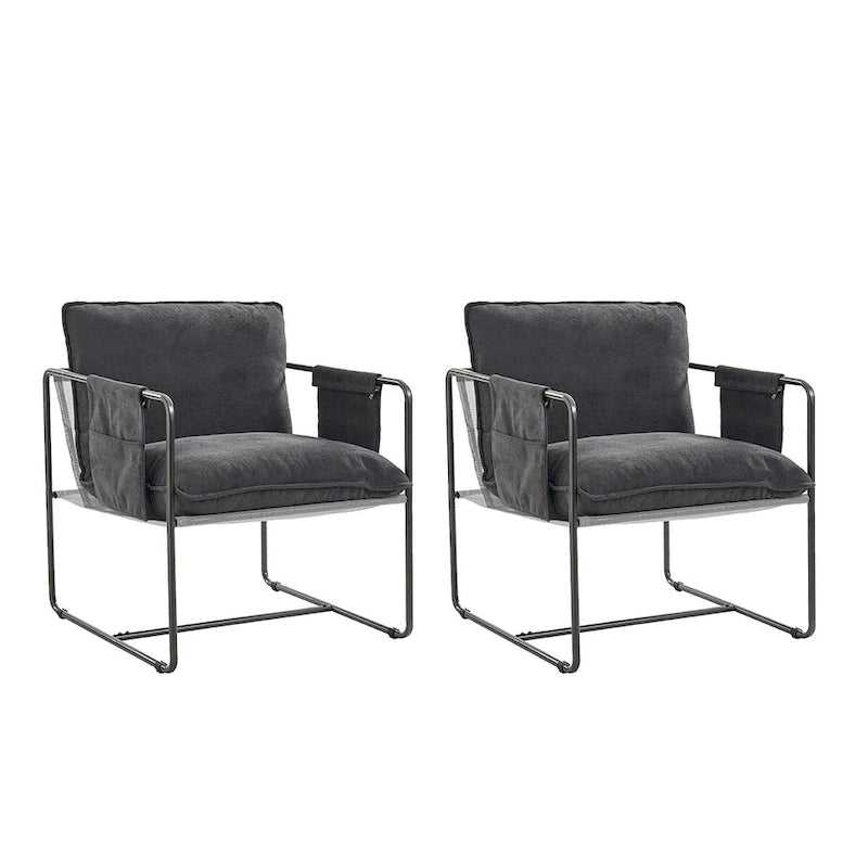 Fauteuil d'appoint moderne avec poches latérales, lot de 2 (Noir/Vert/Gris/Beige/Bleu)