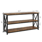 Console industrielle 3 étagères gris/marron, 140 cm