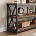 Console industrielle 3 étagères gris/marron, 140 cm