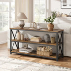 Console industrielle 3 étagères gris/marron, 140 cm