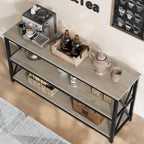 Console industrielle 3 étagères gris/marron, 140 cm