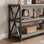 Console industrielle 3 étagères gris/marron, 140 cm