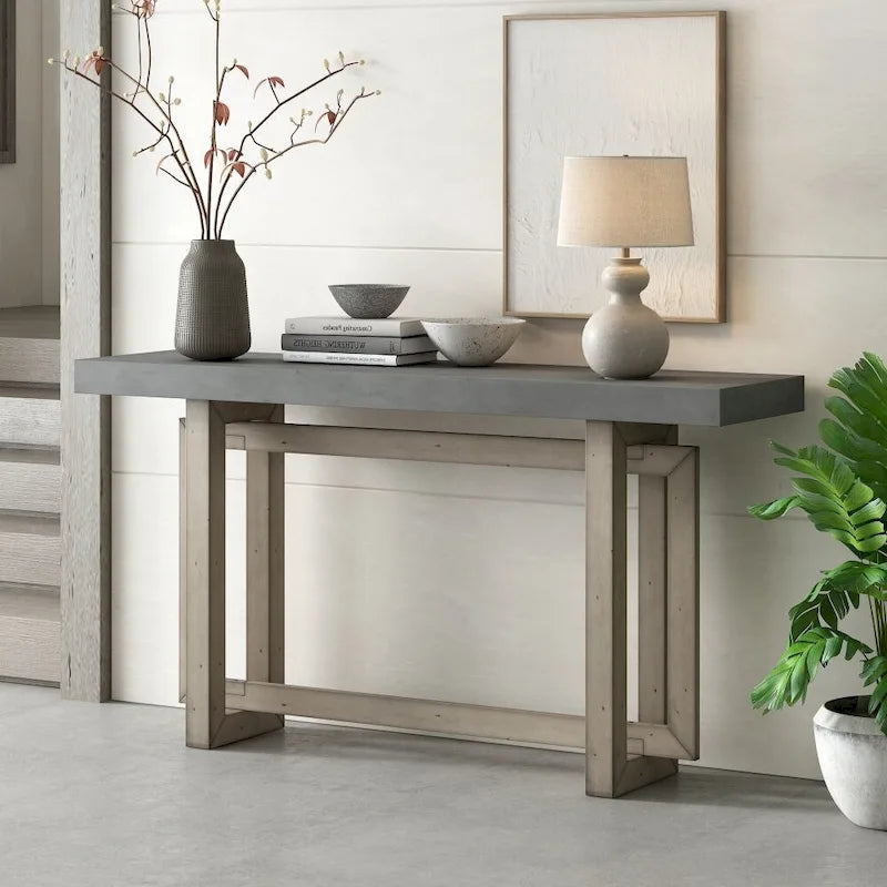 Console table minimaliste gris / noir / blanc / bleu marine – Effet béton, multifonction, 1 personne