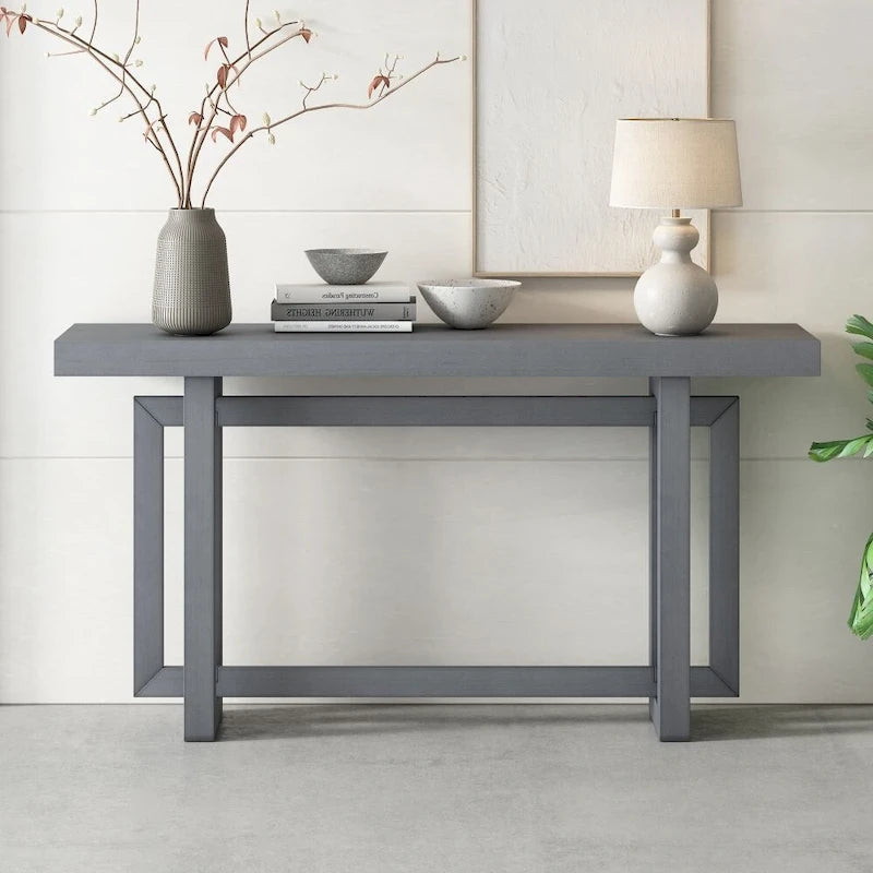 Console table minimaliste gris / noir / blanc / bleu marine – Effet béton, multifonction, 1 personne