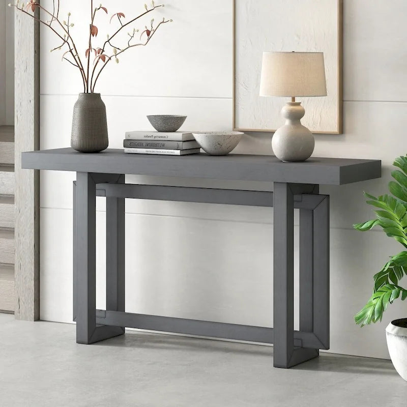 Console table minimaliste gris / noir / blanc / bleu marine – Effet béton, multifonction, 1 personne