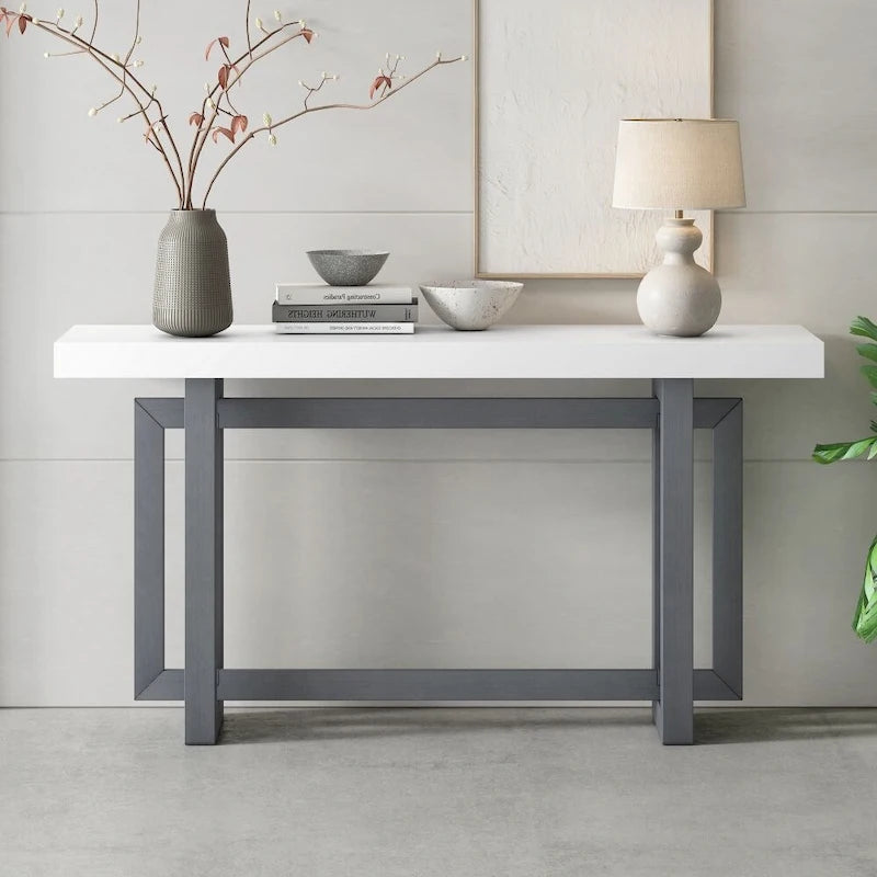 Console table minimaliste gris / noir / blanc / bleu marine – Effet béton, multifonction, 1 personne