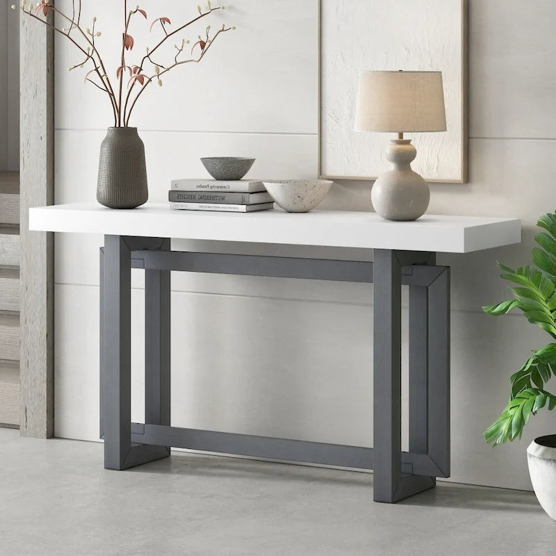 Console table minimaliste gris / noir / blanc / bleu marine – Effet béton, multifonction, 1 personne