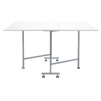 Table pliante artisanale et de coupe blanche/argentée à roulettes, 1 personne