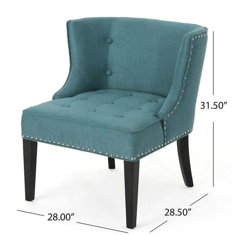 Fauteuil d'appoint rembourré sarcelle, capitonné, 1 place
