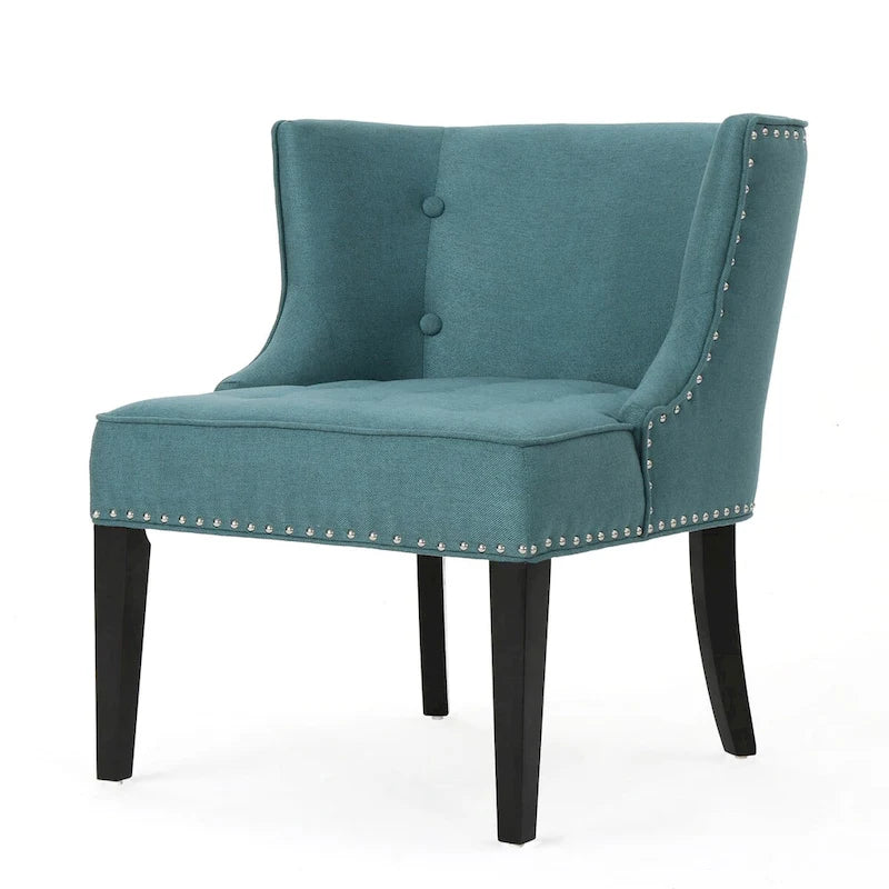 Fauteuil d'appoint rembourré sarcelle, capitonné, 1 place