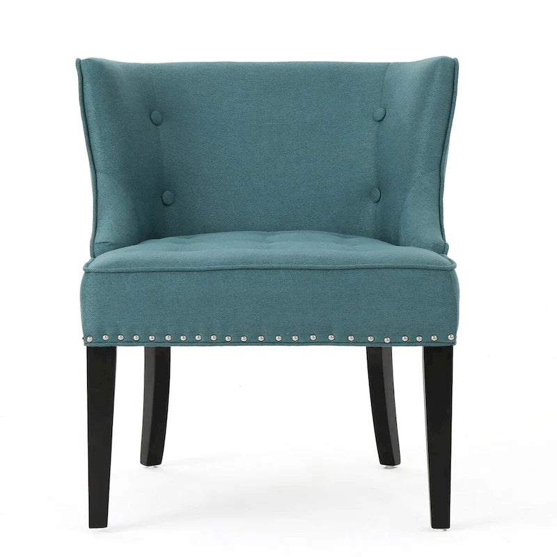 Fauteuil d'appoint rembourré sarcelle, capitonné, 1 place