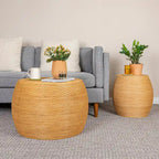 Table d'appoint ronde en rotin - Naturel et noir, 2 tailles