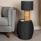 Table d'appoint ronde en rotin - Naturel et noir, 2 tailles