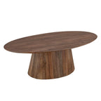 Table basse en bois brun avec base cannelée, plateau rond de 120 cm, 1 pièce