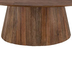 Table basse en bois brun avec base cannelée, plateau rond de 120 cm, 1 pièce